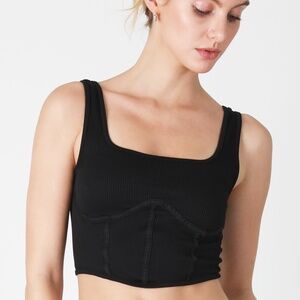 NIKIBIKI Ribbed Square Neck Corset Top in Black